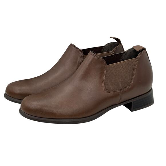 Munro Bedford Boot Leather Low Chelsea Women's SZ 6 Brown Pull on Comfort Career - Picture 1 of 10